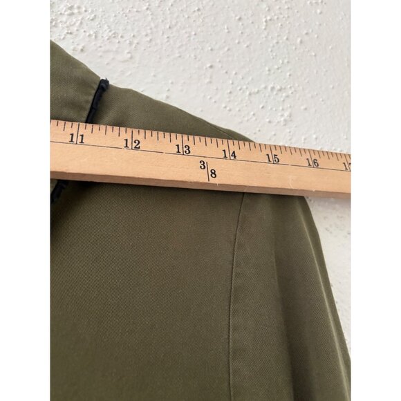 Zara Tencel Olive Button-Up Longline Shirt Dress W/ Tie Sleeve Detail S - Picture 6 of 10